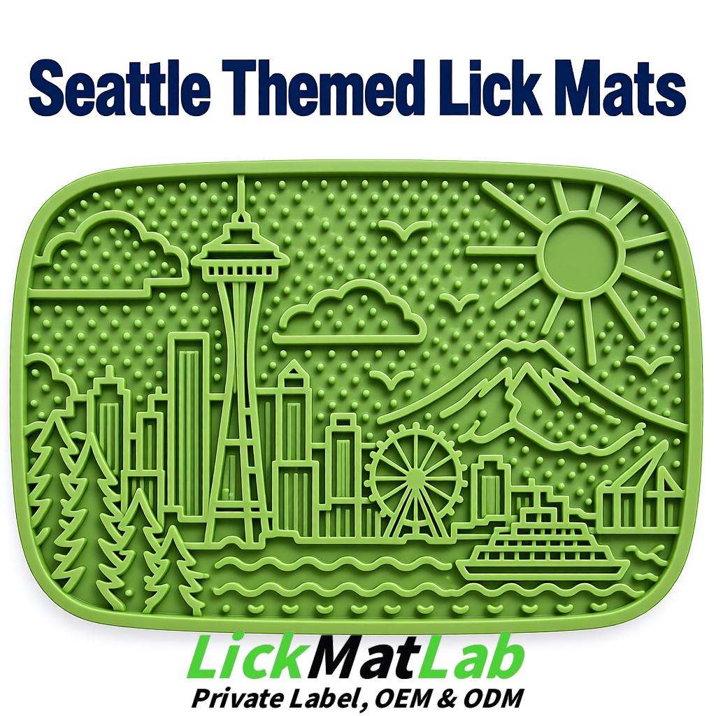 Matcha Green Seattle City-Themed Lick Mats for Pets | Private Label