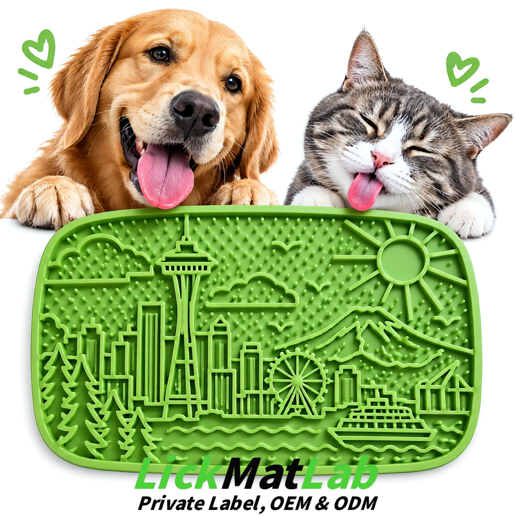 Matcha Green Seattle City-Themed Lick Mats for Pets | Private Label