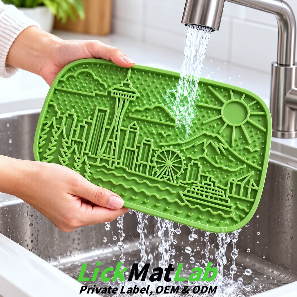 Matcha Green Seattle City-Themed Lick Mats for Pets | Private Label