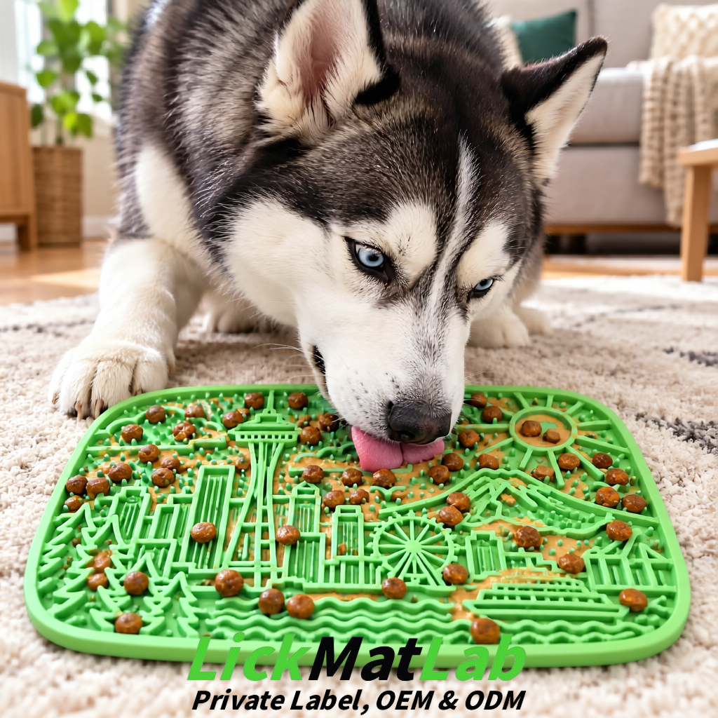 Matcha Green Seattle City-Themed Lick Mats for Pets | Private Label