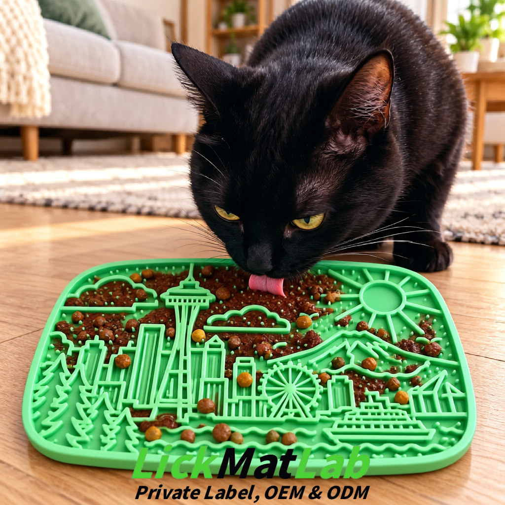 Matcha Green Seattle City-Themed Lick Mats for Pets | Private Label