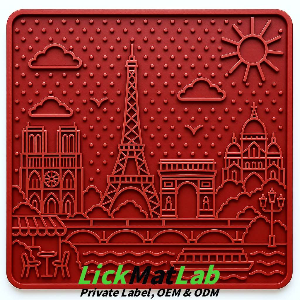 Matte Red French-Inspired Paris Lick Mats for Pets | Private Label Matte Red French-Inspired Paris Lick Mats for Pets | Private Label