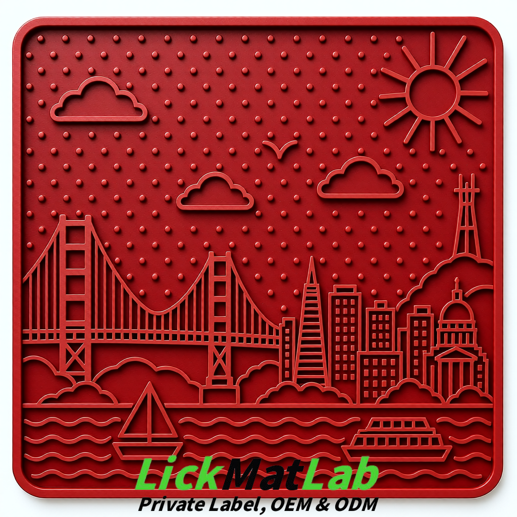 Matte Red Bayside San Francisco Lick Mats | Private Label for Pets