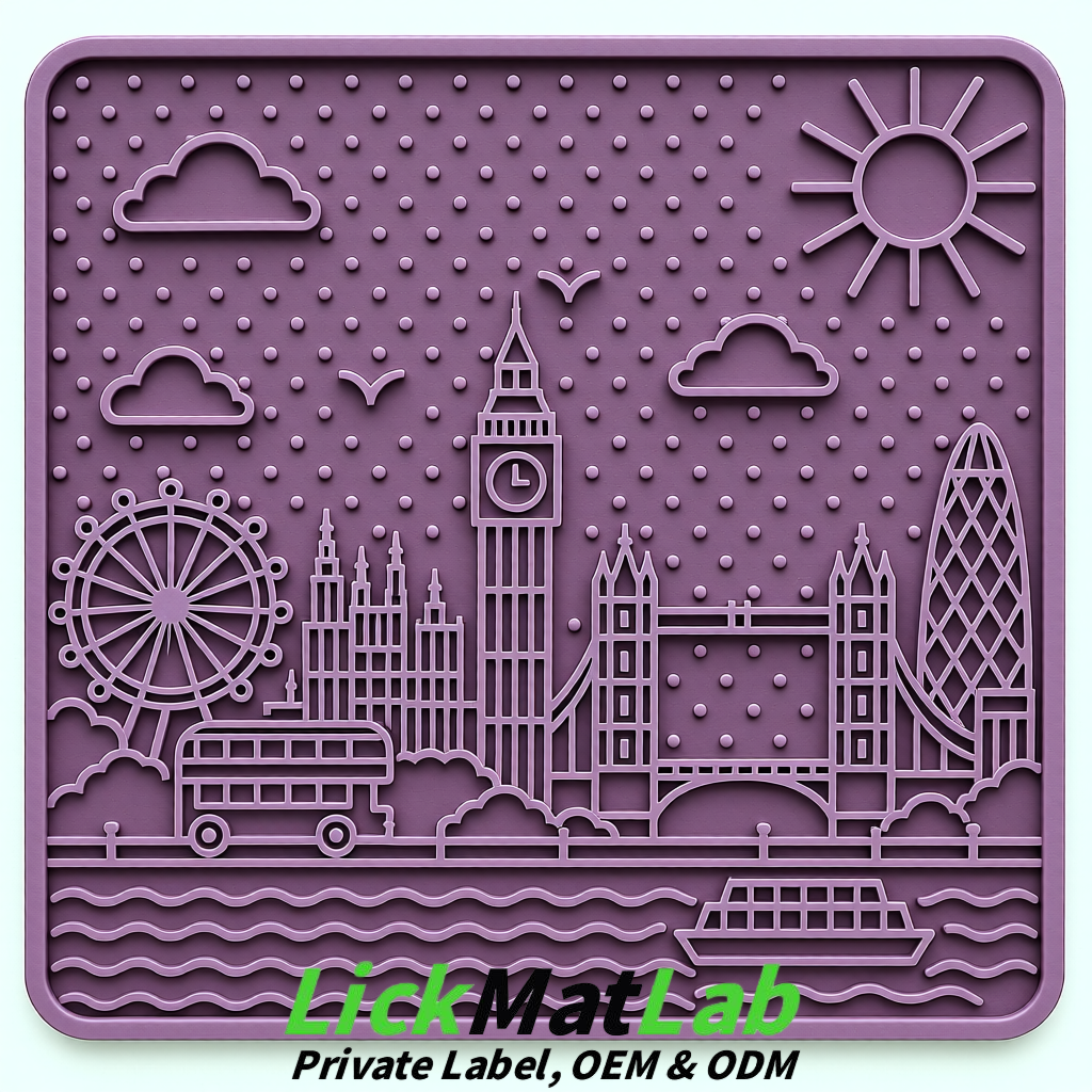 Mauve London-Themed Lick Mats for Dogs & Cats | Custom Logo
