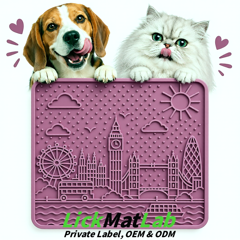 Mauve London-Themed Lick Mats for Dogs & Cats | Custom Logo