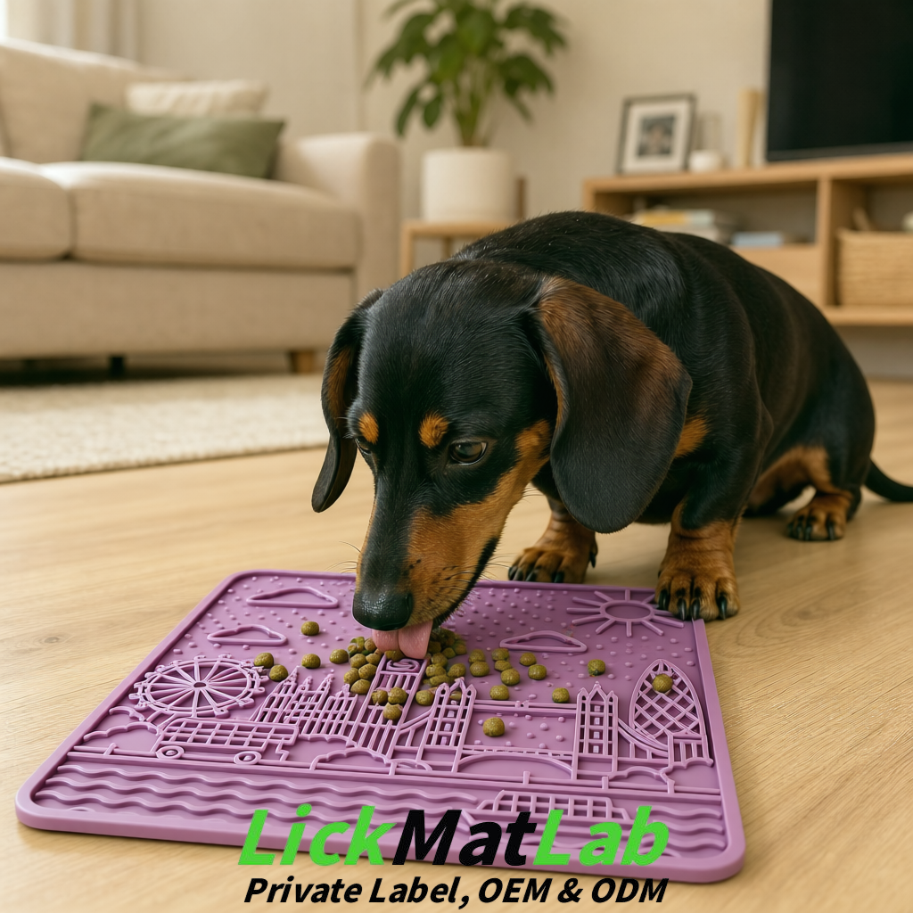 Mauve London-Themed Lick Mats for Dogs & Cats | Custom Logo