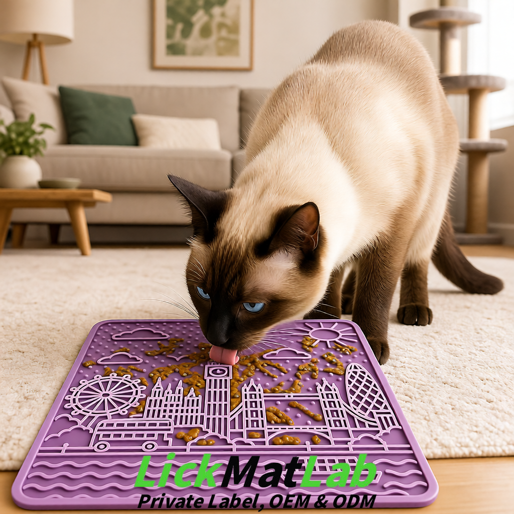 Mauve London-Themed Lick Mats for Dogs & Cats | Custom Logo