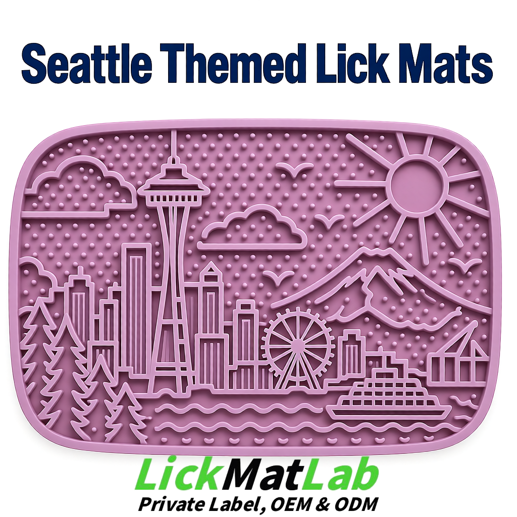 Mauve Seattle City-Themed Lick Mats for Pets | Private Label