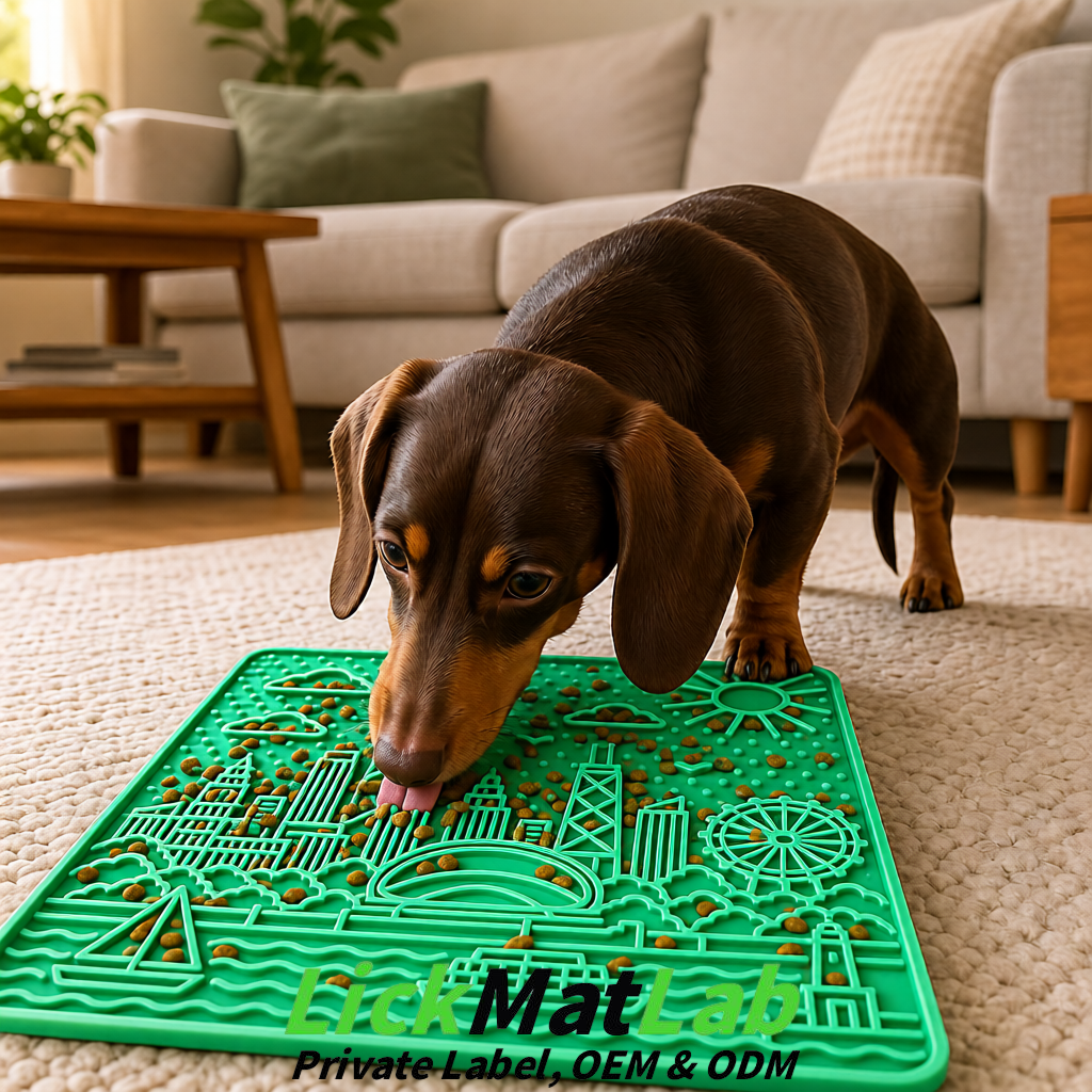 Mint Green Chicago Skyline Lick Mats for Dogs & Cats | Private Label Mint Green Chicago Skyline Lick Mats for Dogs & Cats | Private Label