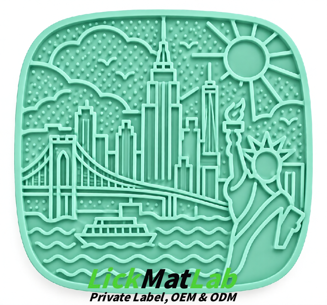 Mint Green New York Themed Lick Mats for Pets | Private Label & OEM/ODM