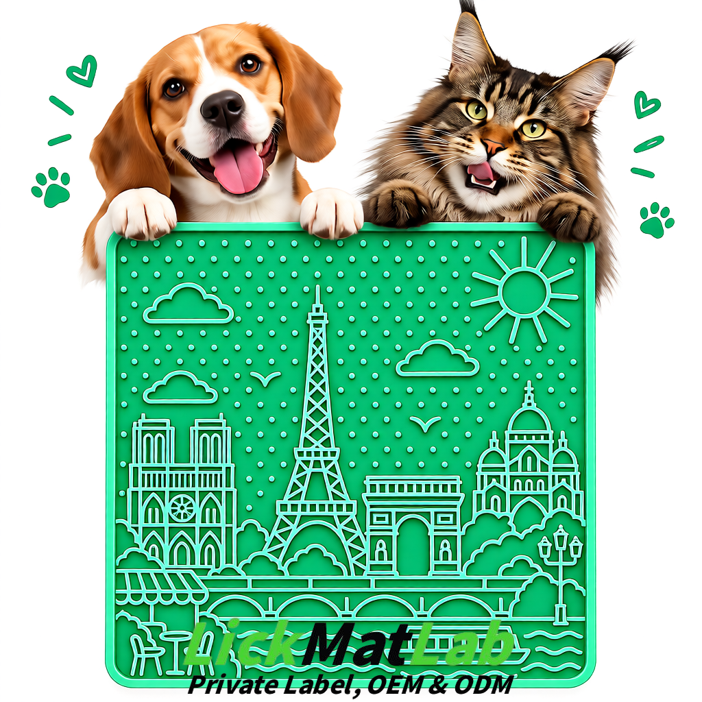 Mint Green French-Inspired Paris Lick Mats for Pets | Private Label