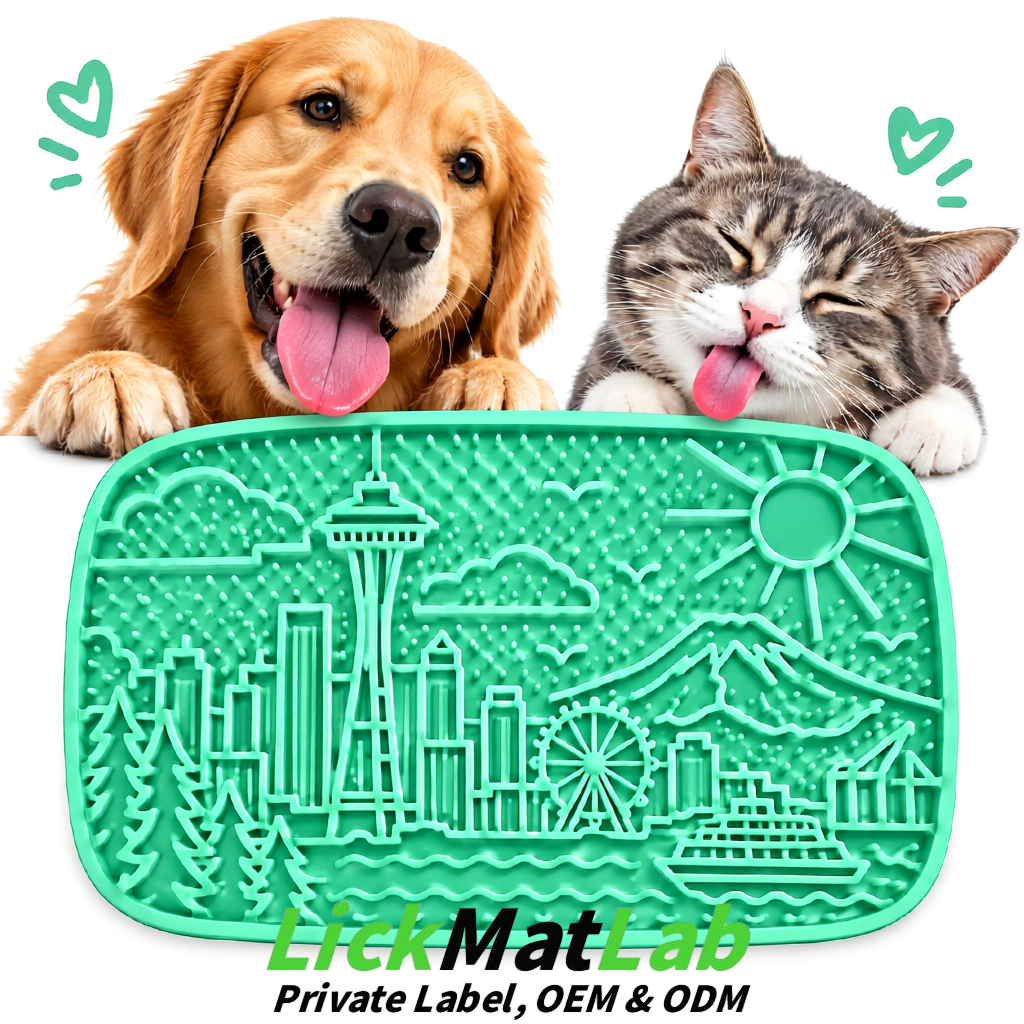 Mint Green Seattle City-Themed Lick Mats for Pets | Private Label