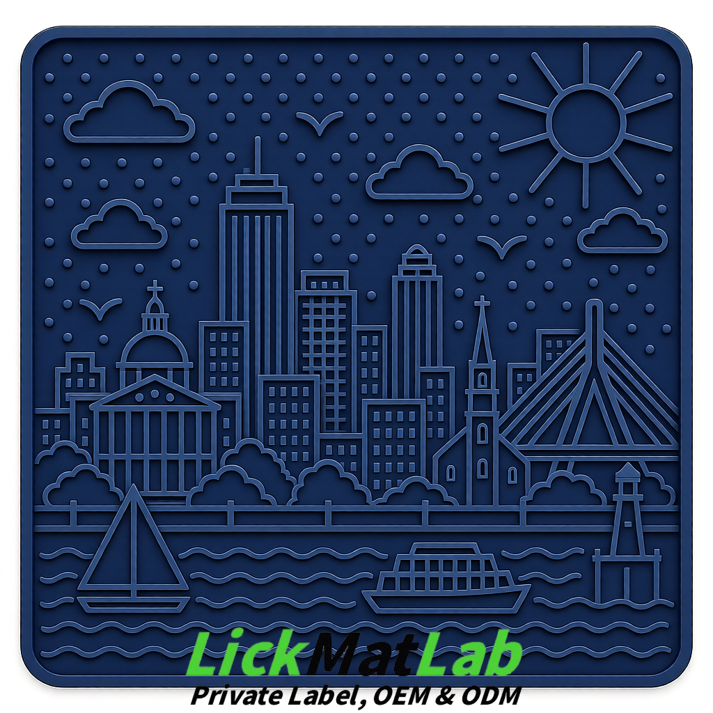 Navy Blue Boston Urban Design Lick Mats For Cat & Dog | OEM/ODM Manufacturer
