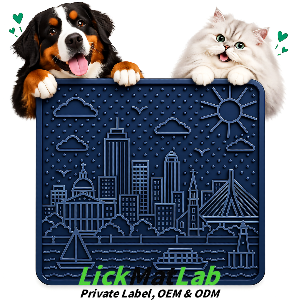 Navy Blue Boston Urban Design Lick Mats For Cat & Dog | OEM/ODM Manufacturer