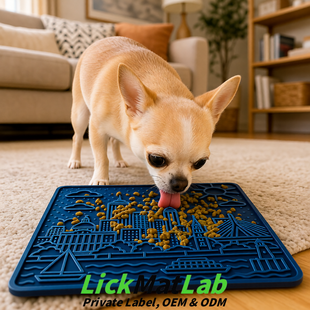 Navy Blue Boston Urban Design Lick Mats For Cat & Dog | OEM/ODM Manufacturer