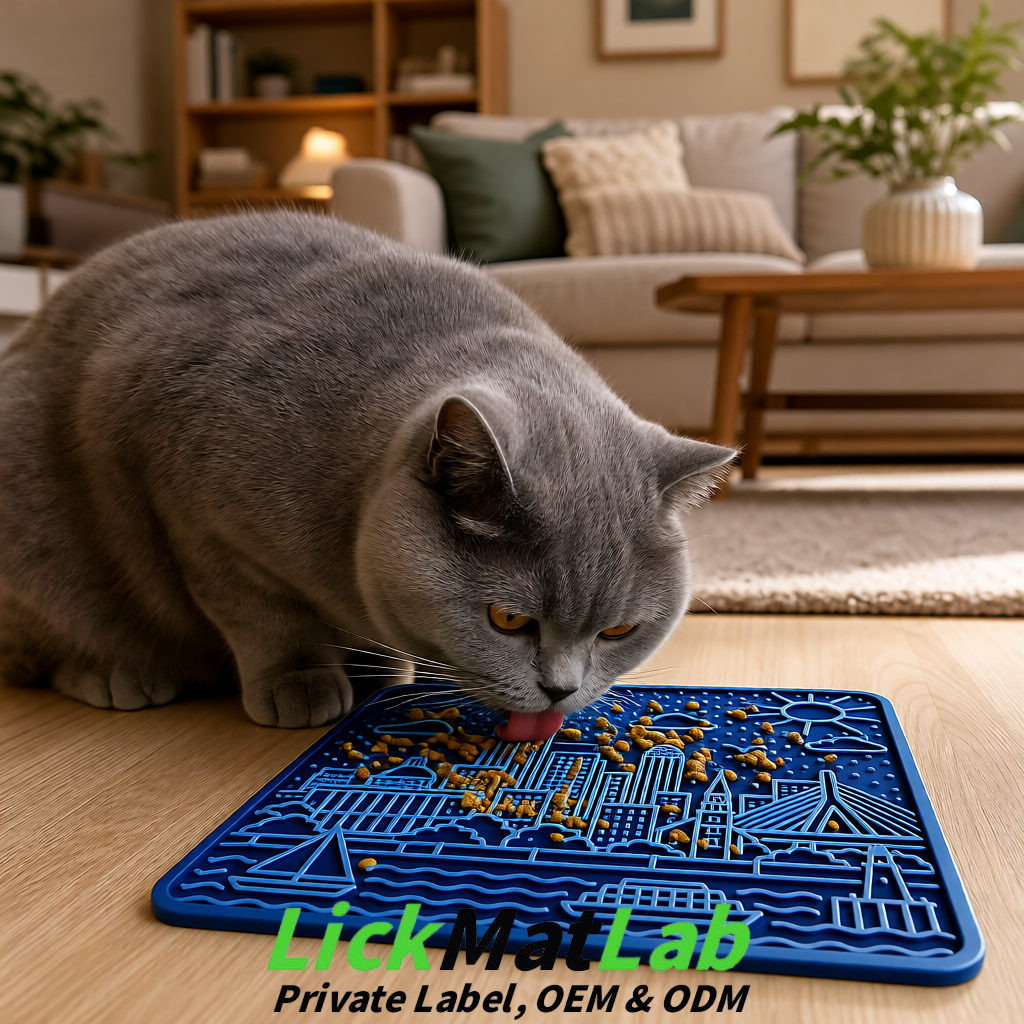 Navy Blue Boston Urban Design Lick Mats For Cat & Dog | OEM/ODM Manufacturer
