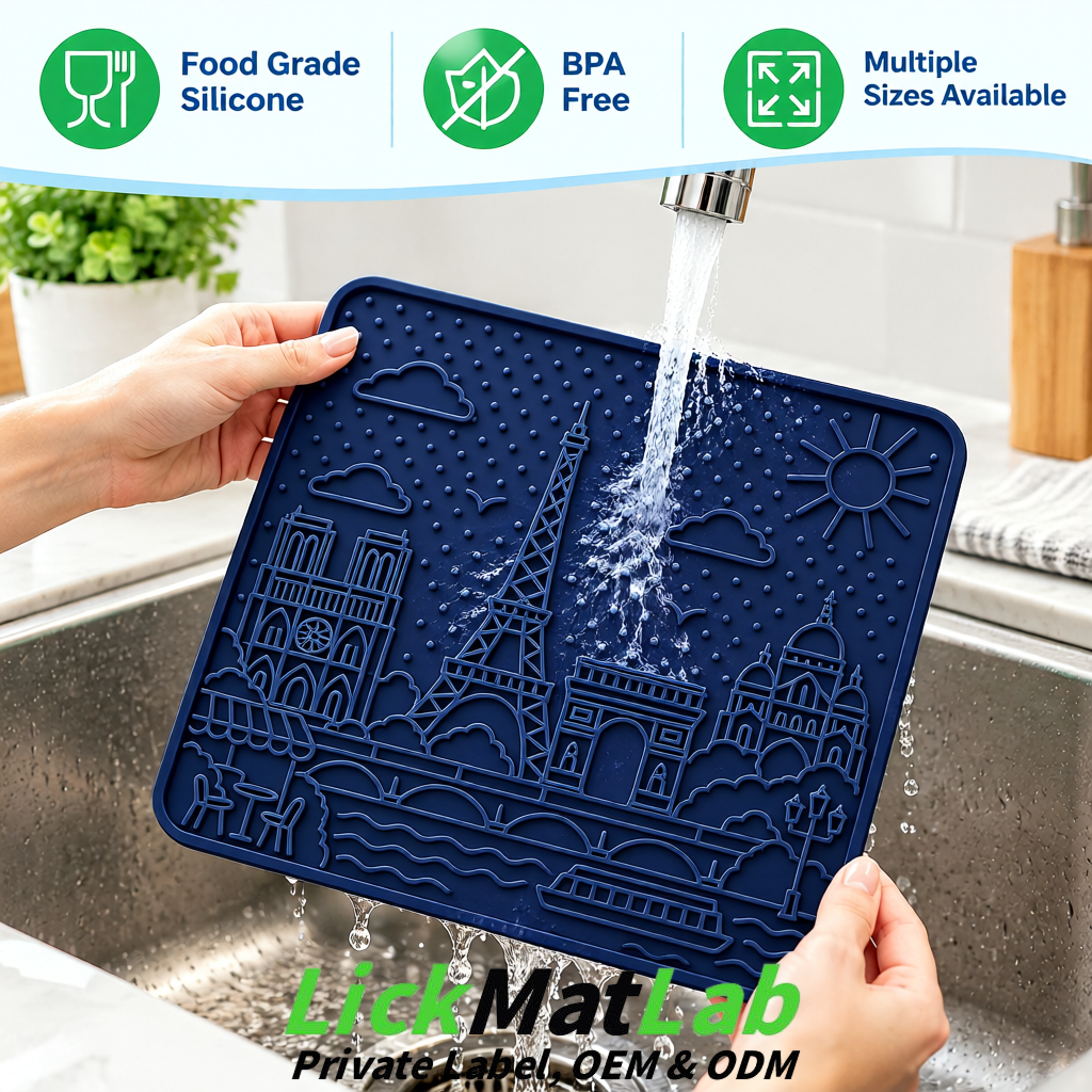 Navy Blue French-Inspired Paris Lick Mats for Pets | Private Label