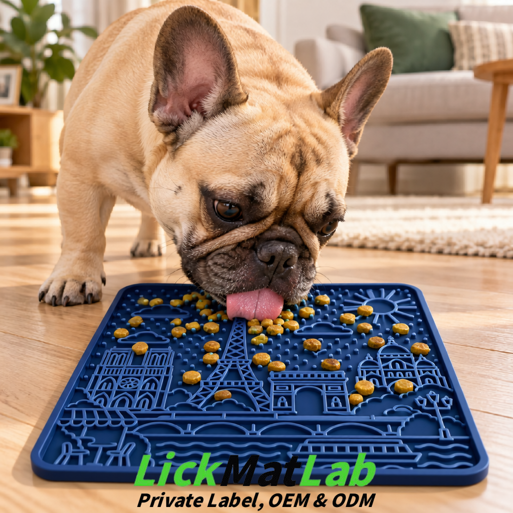 Navy Blue French-Inspired Paris Lick Mats for Pets | Private Label