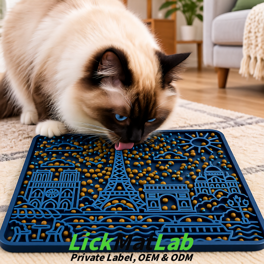 Navy Blue French-Inspired Paris Lick Mats for Pets | Private Label