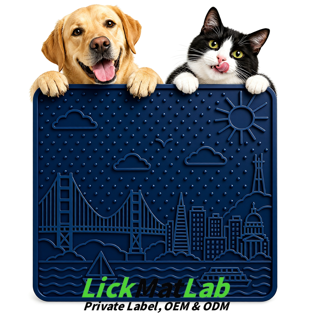 Navy Blue Bayside San Francisco Lick Mats | Private Label for Pets