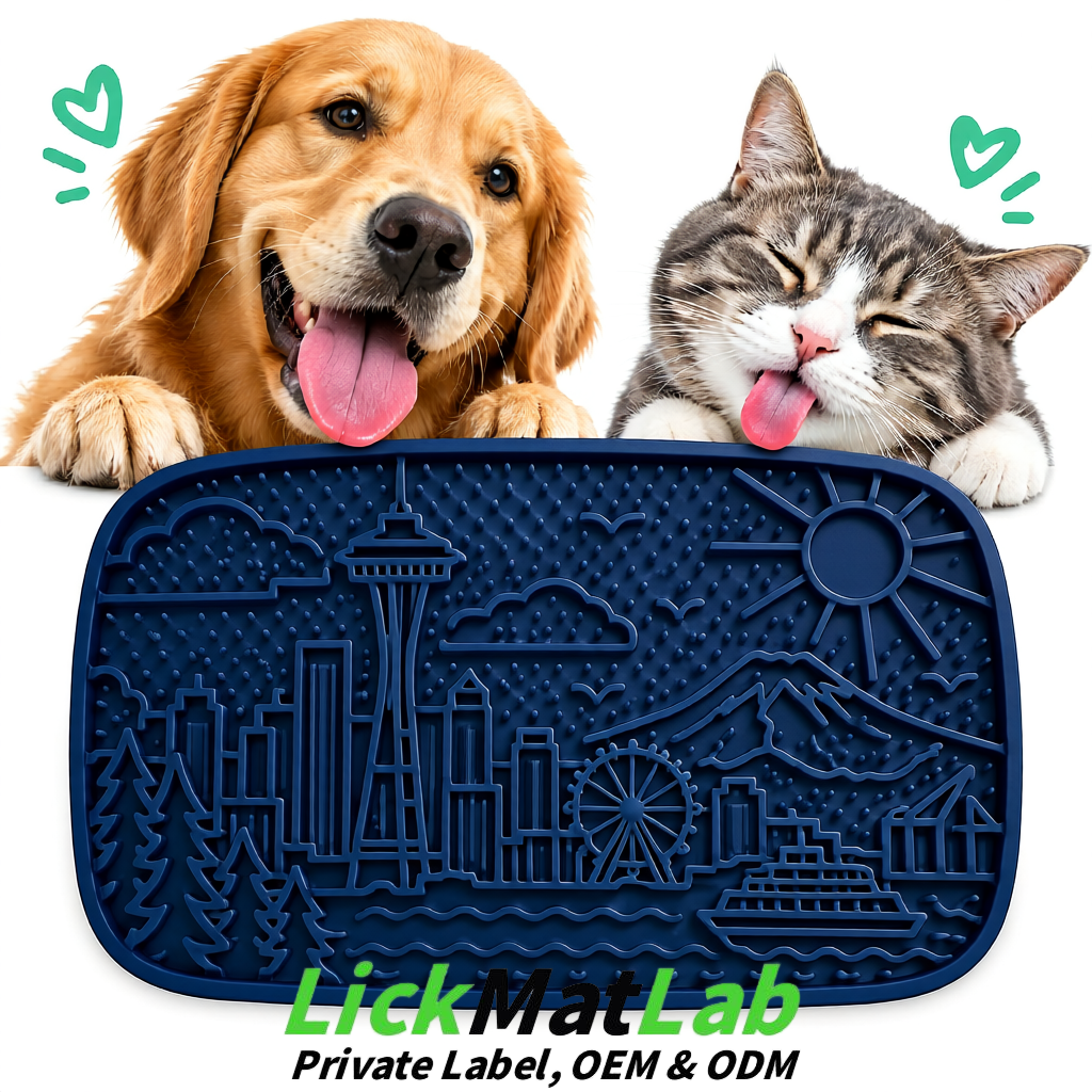 Navy Blue Seattle City-Themed Lick Mats for Pets | Private Label