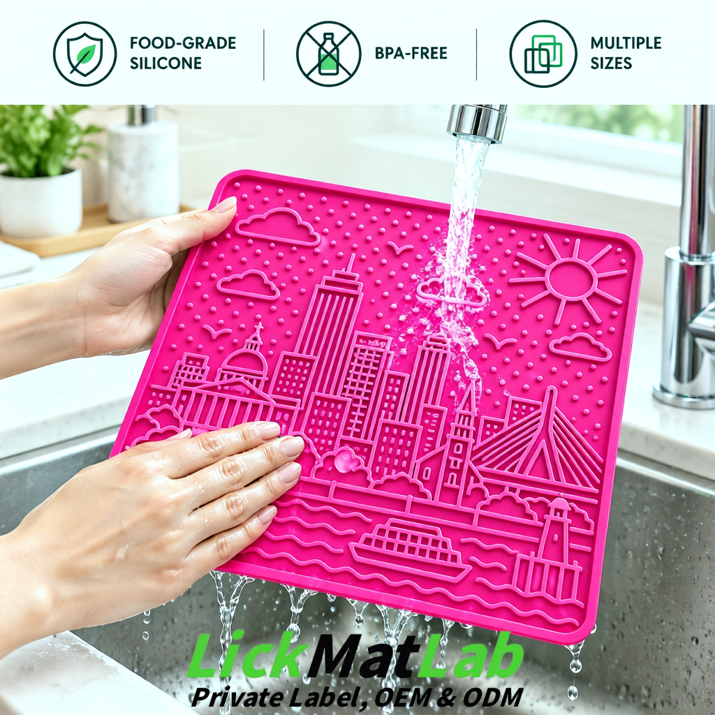 Neon Pink Boston Urban Design Lick Mats For Cat & Dog | OEM/ODM Manufacturer