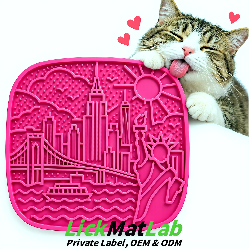 Neon Pink New York Themed Lick Mats for Pets | Private Label & OEM/ODM