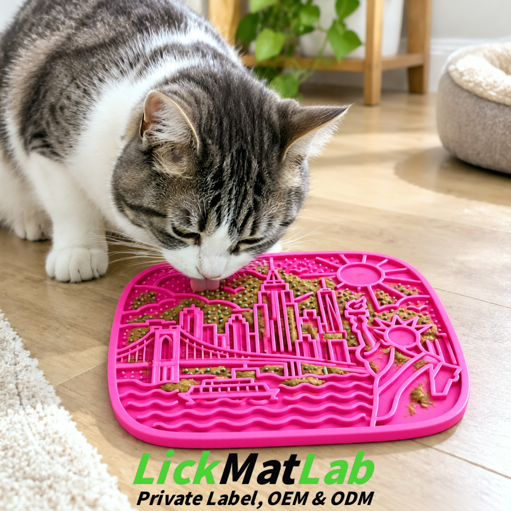 Neon Pink New York Themed Lick Mats for Pets | Private Label & OEM/ODM