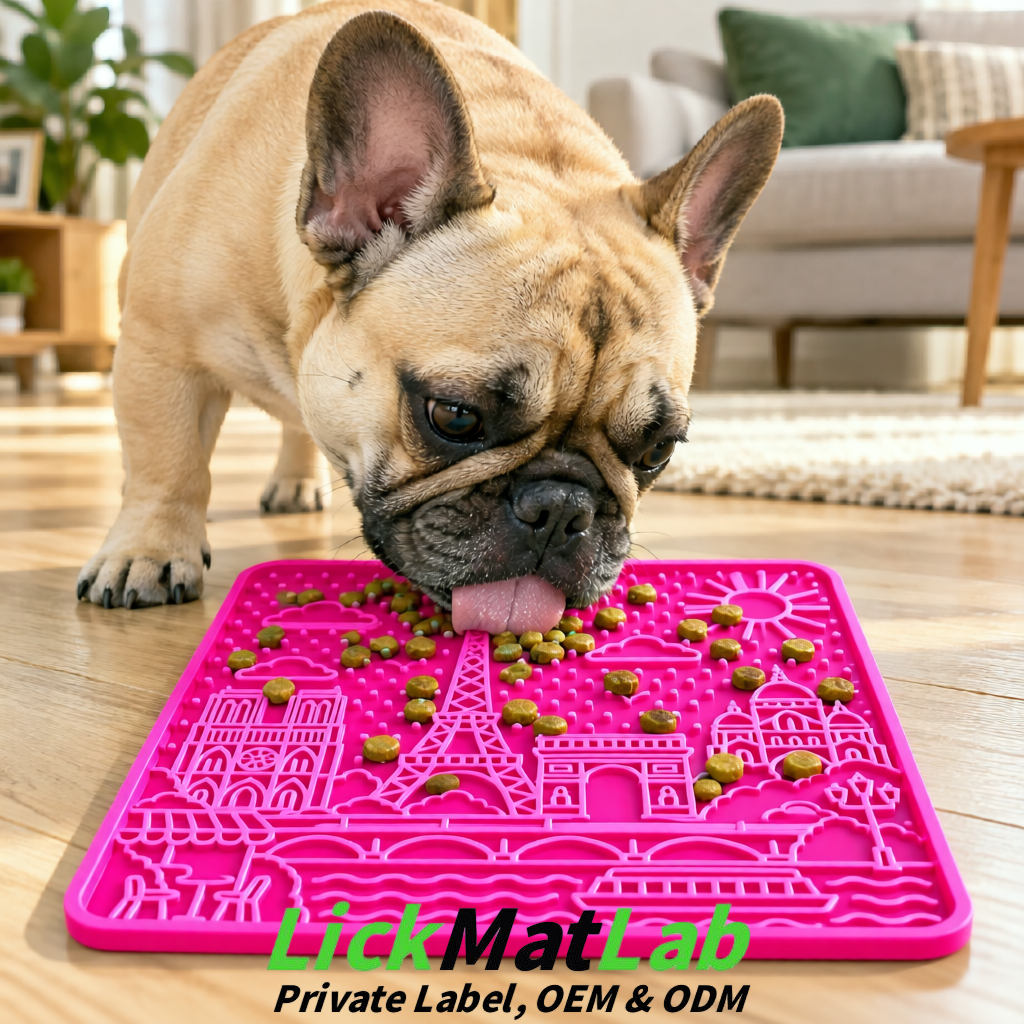 Neon Pink French-Inspired Paris Lick Mats for Pets | Private Label
