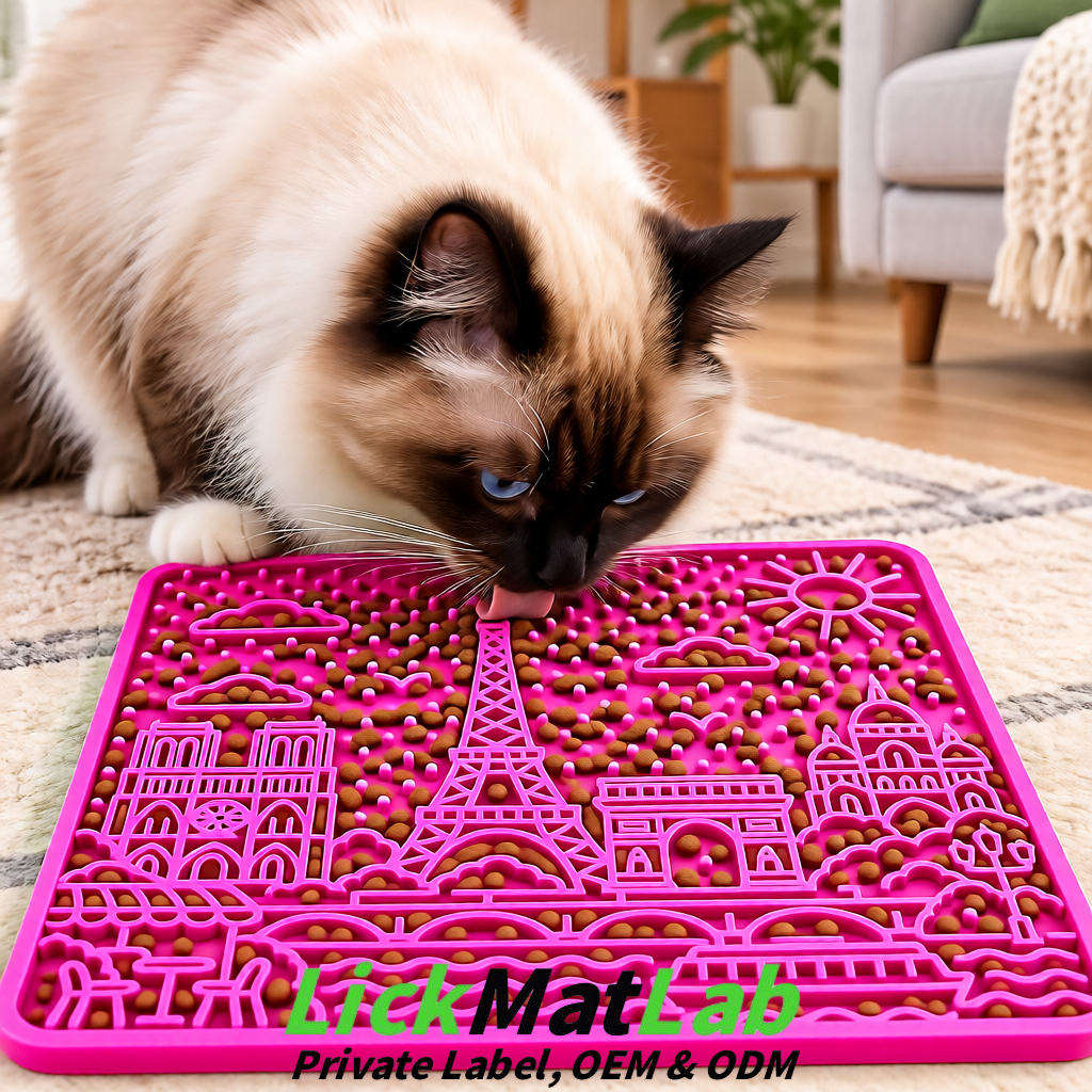 Neon Pink French-Inspired Paris Lick Mats for Pets | Private Label