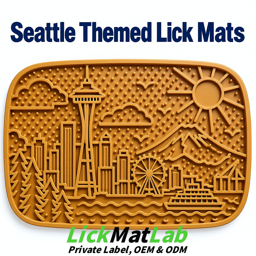 Ochre Seattle City-Themed Lick Mats for Pets | Private Label