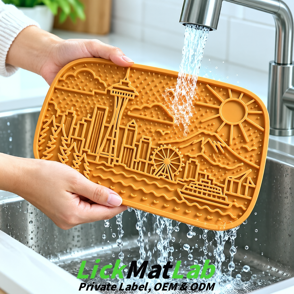 Ochre Seattle City-Themed Lick Mats for Pets | Private Label