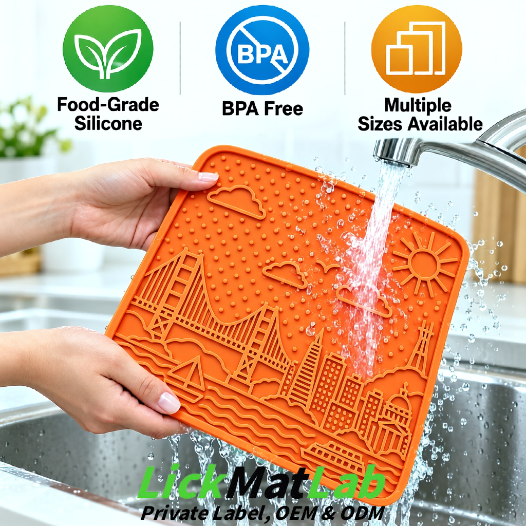 Orange Bayside San Francisco Lick Mats | Private Label for Pets
