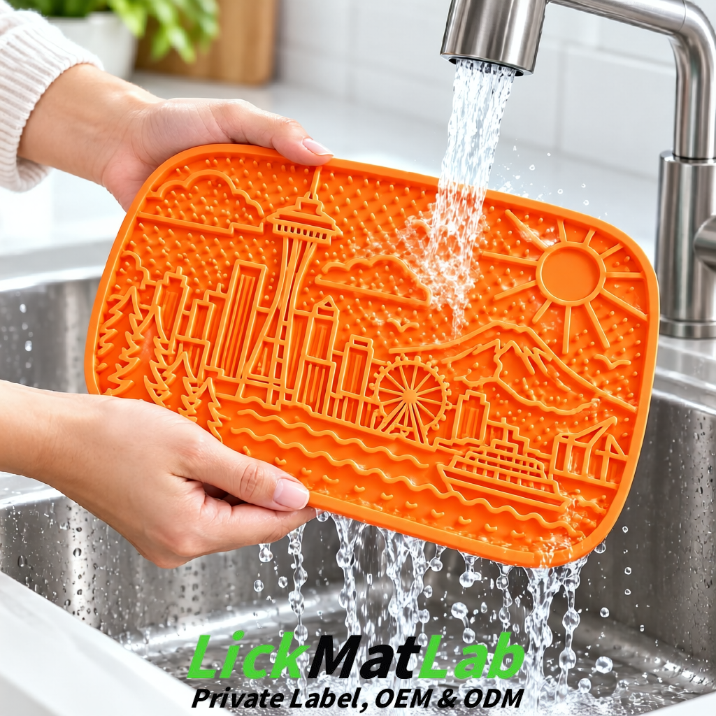 Orange Seattle City-Themed Lick Mats for Pets | Private Label