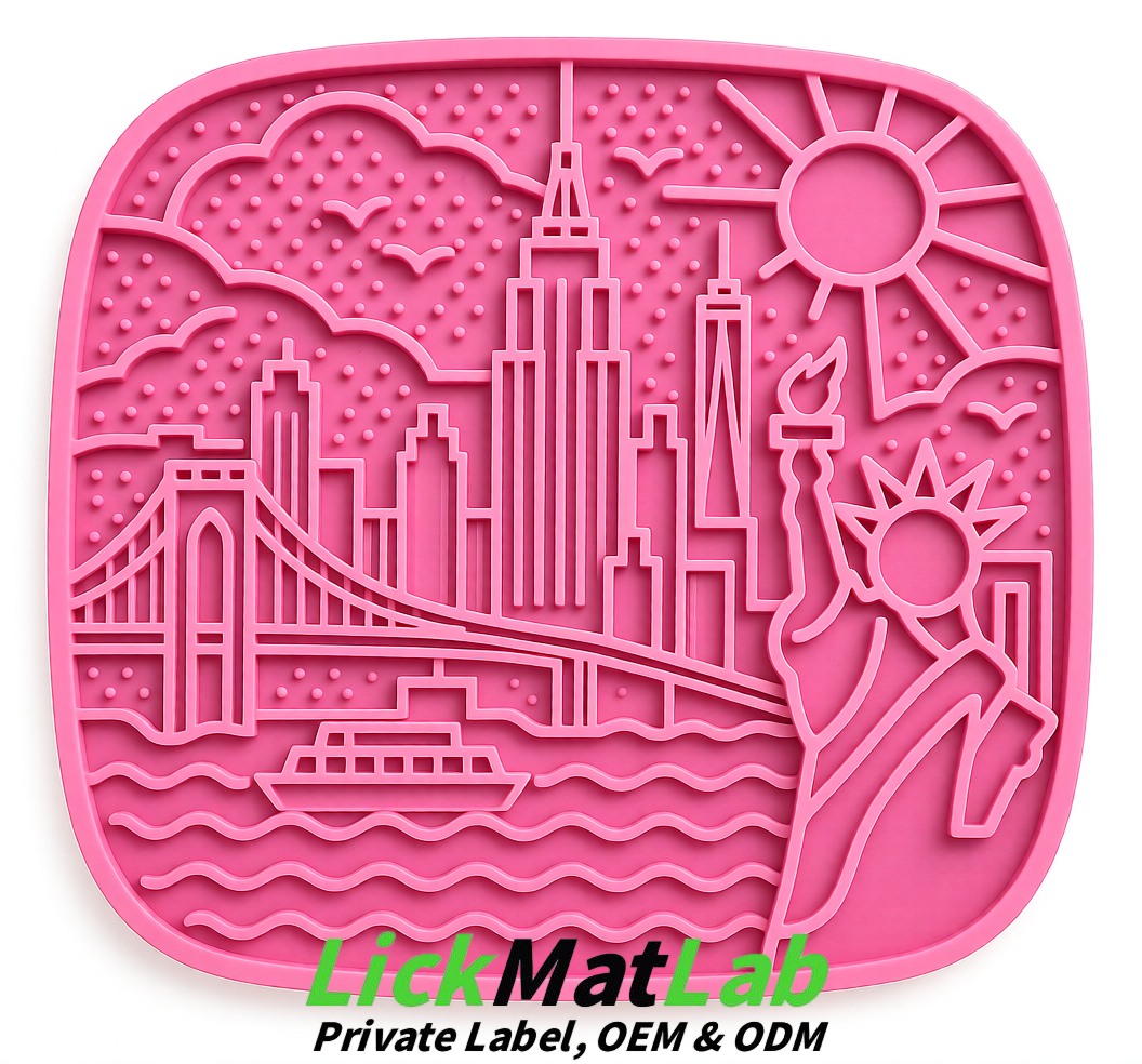 Pink New York Themed Lick Mats for Pets | Private Label & OEM/ODM