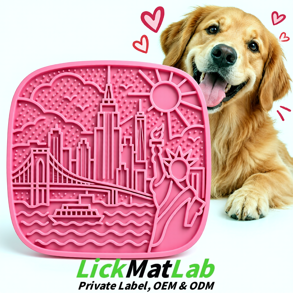 Pink New York Themed Lick Mats for Pets | Private Label & OEM/ODM