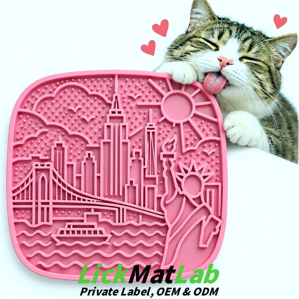 Pink New York Themed Lick Mats for Pets | Private Label & OEM/ODM