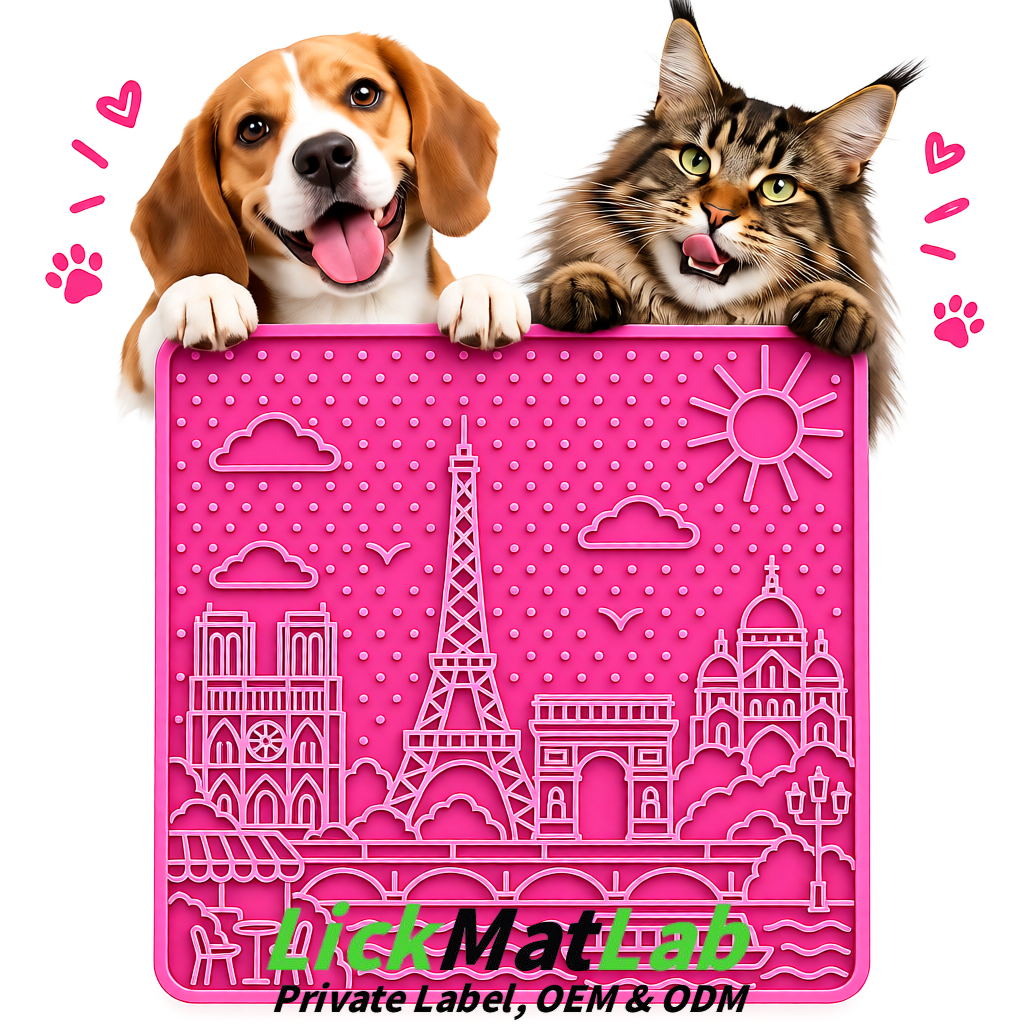 Pink French-Inspired Paris Lick Mats for Pets | Private Label