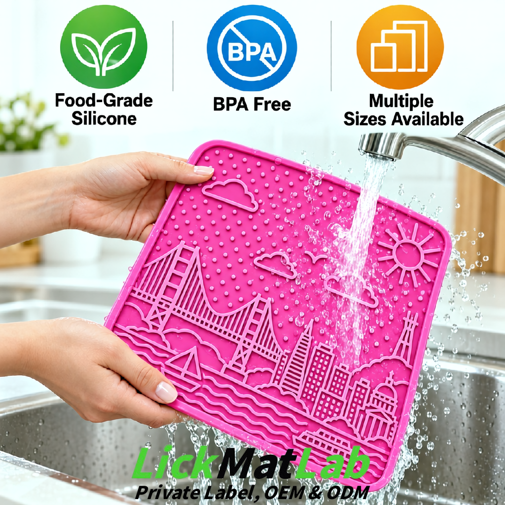 Pink Bayside San Francisco Lick Mats | Private Label for Pets Pink Bayside San Francisco Lick Mats | Private Label for Pets