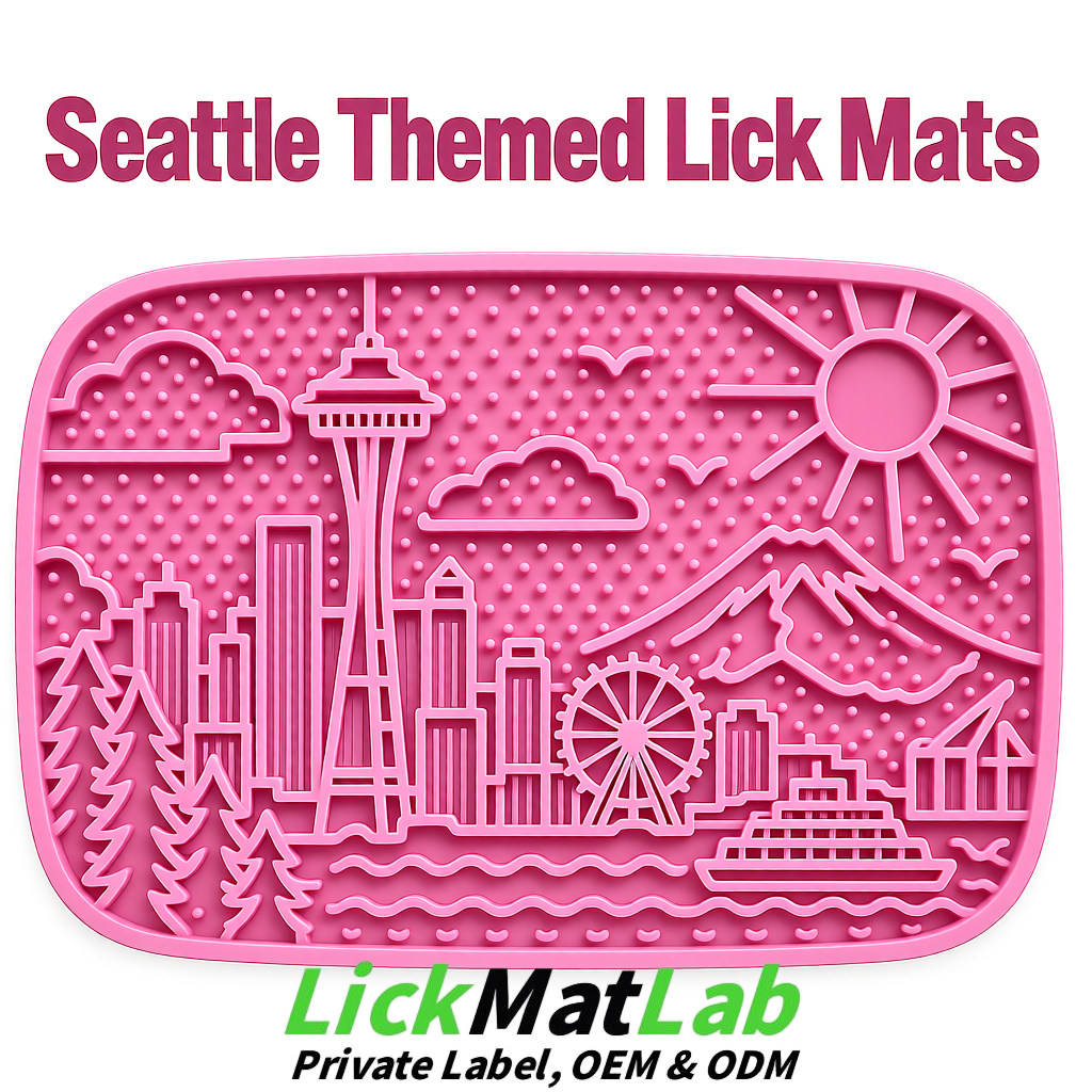 Pink Seattle City-Themed Lick Mats for Pets | Private Label