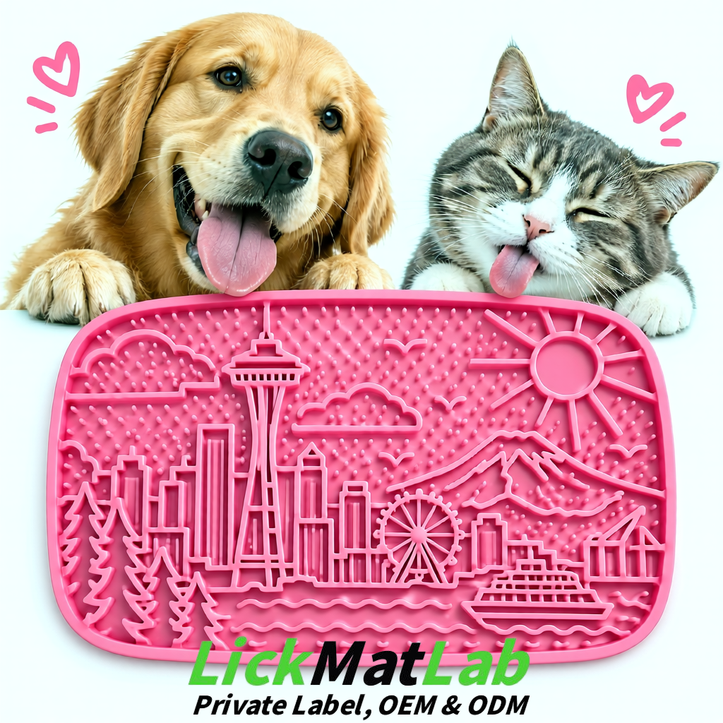 Pink Seattle City-Themed Lick Mats for Pets | Private Label