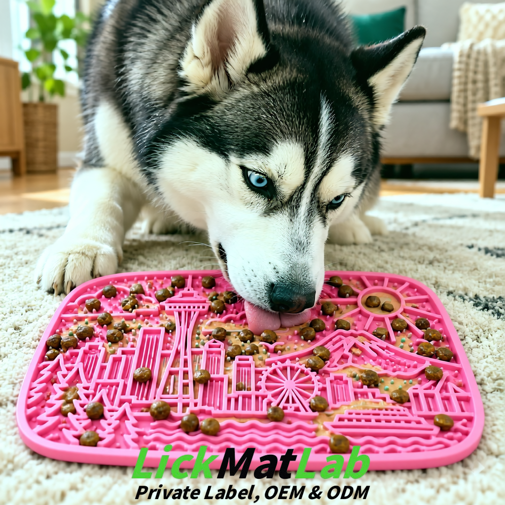 Pink Seattle City-Themed Lick Mats for Pets | Private Label