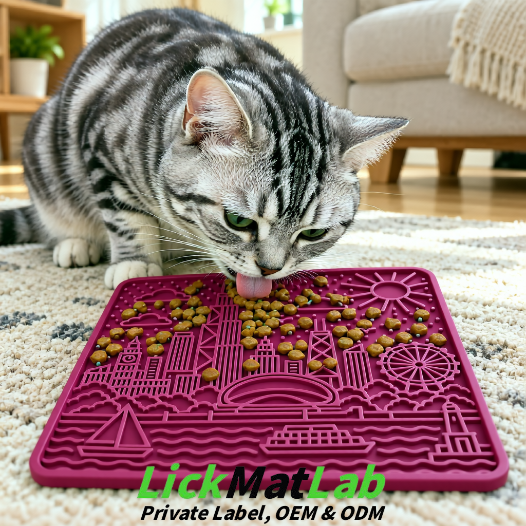 Plum Chicago Skyline Lick Mats for Dogs & Cats | Private Label