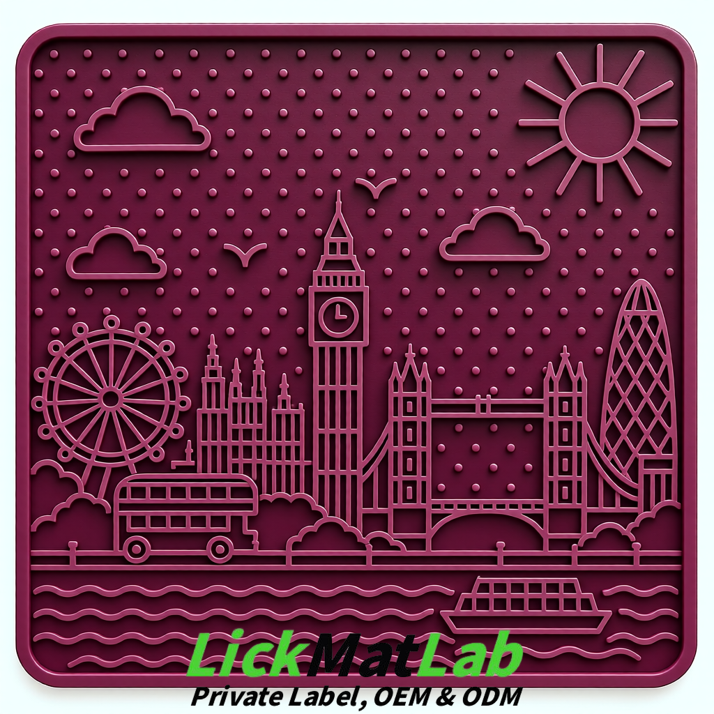 Plum London-Themed Lick Mats for Dogs & Cats | Custom Logo