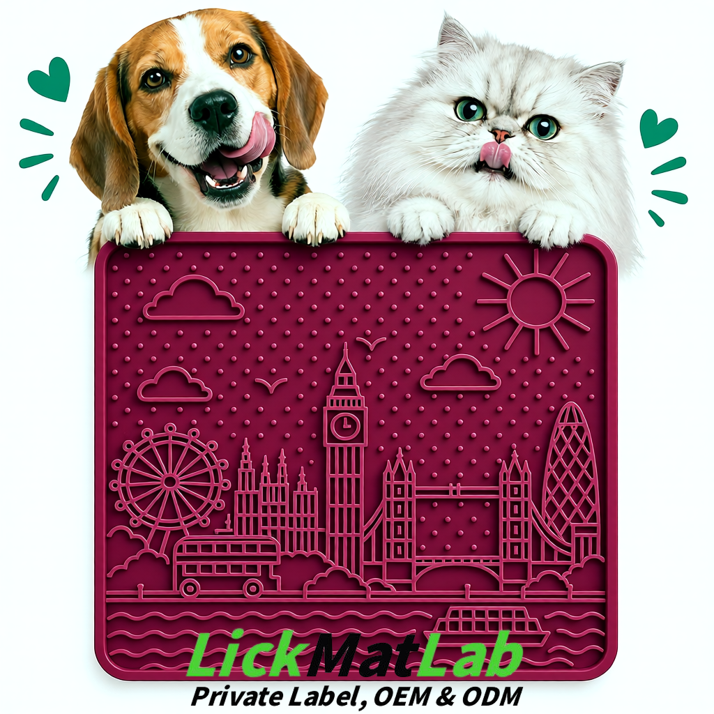 Plum London-Themed Lick Mats for Dogs & Cats | Custom Logo