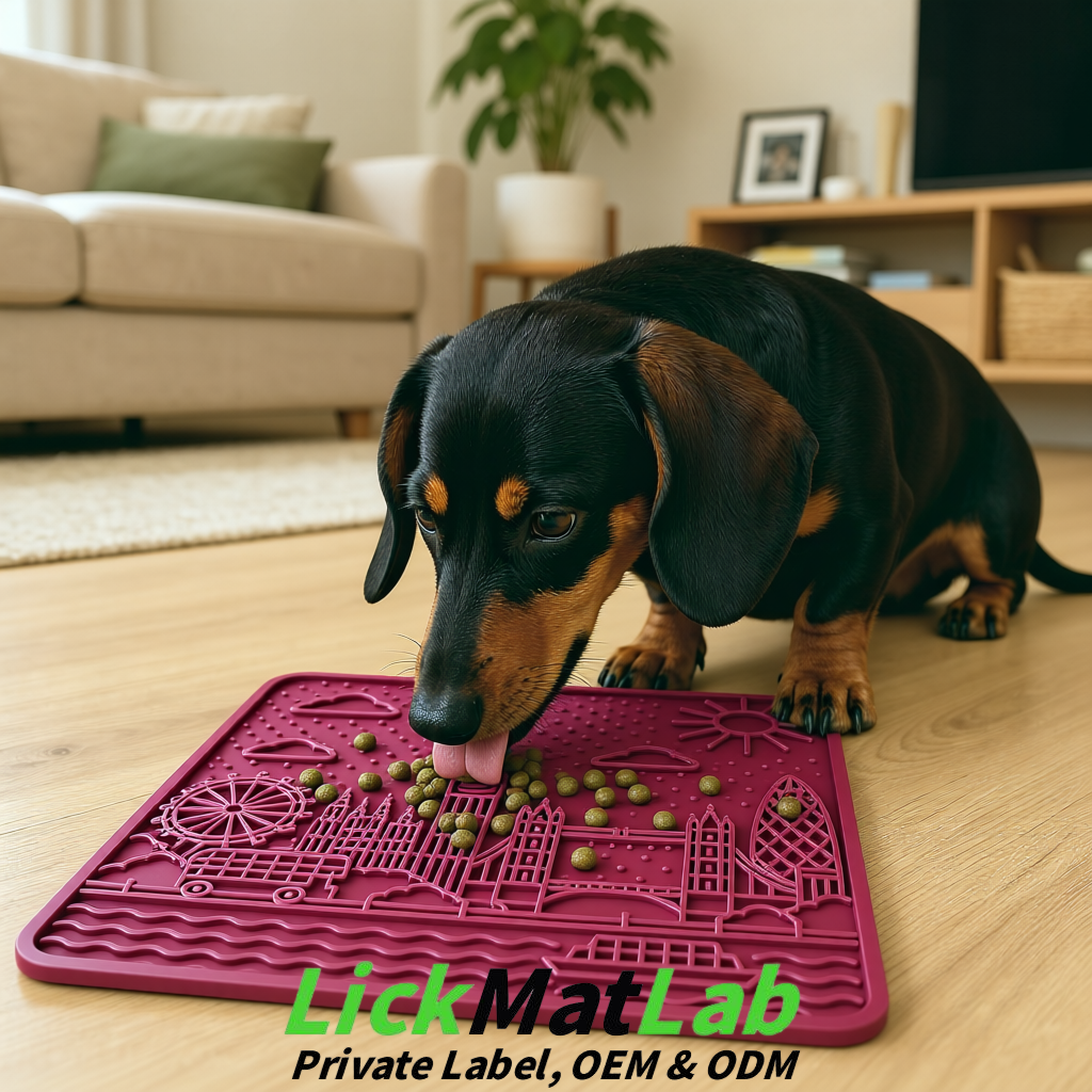 Plum London-Themed Lick Mats for Dogs & Cats | Custom Logo Plum London-Themed Lick Mats for Dogs & Cats | Custom Logo