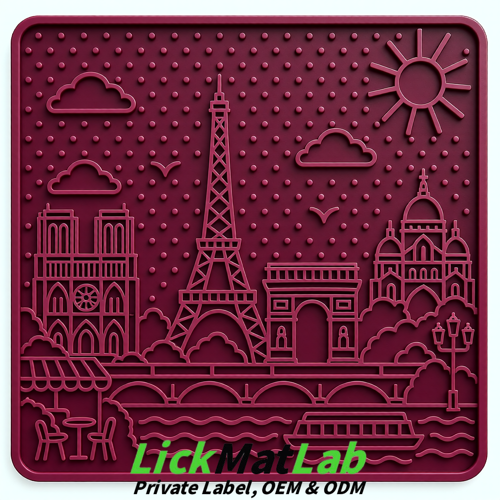 Plum French-Inspired Paris Lick Mats for Pets | Private Label