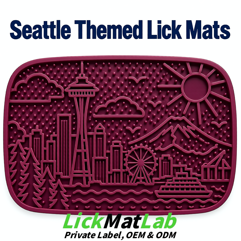 Plum Seattle City-Themed Lick Mats for Pets | Private Label
