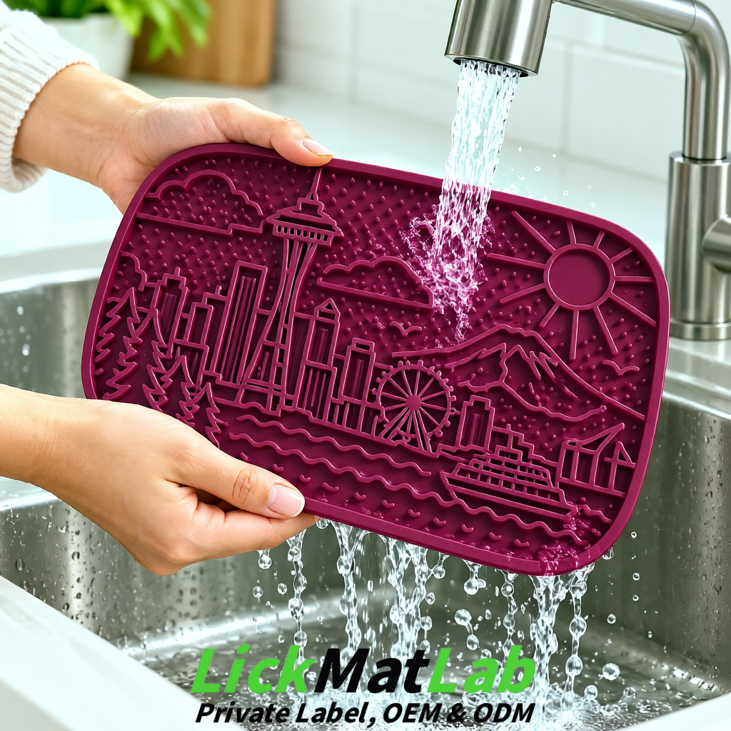 Plum Seattle City-Themed Lick Mats for Pets | Private Label