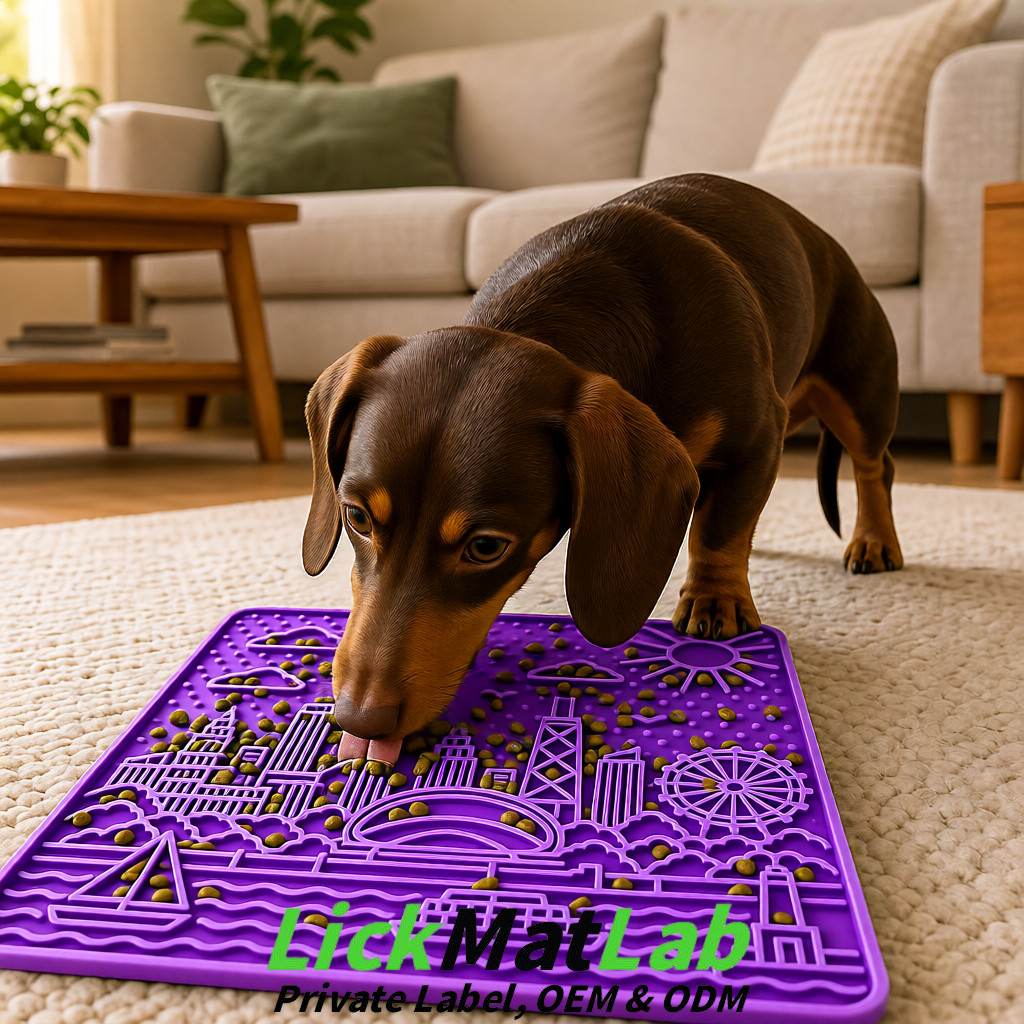 Purple Chicago Skyline Lick Mats for Dogs & Cats | Private Label